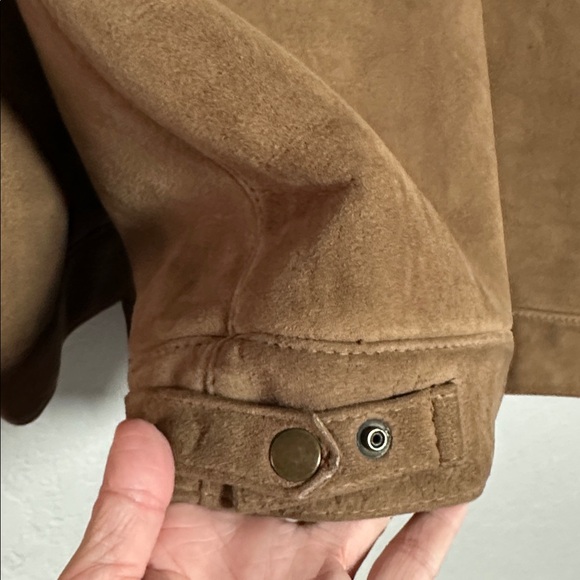 Pitkin County Dry Goods Suede Jacket Camel Brown Shearling Pockets Vintage 42 - Picture 12 of 12